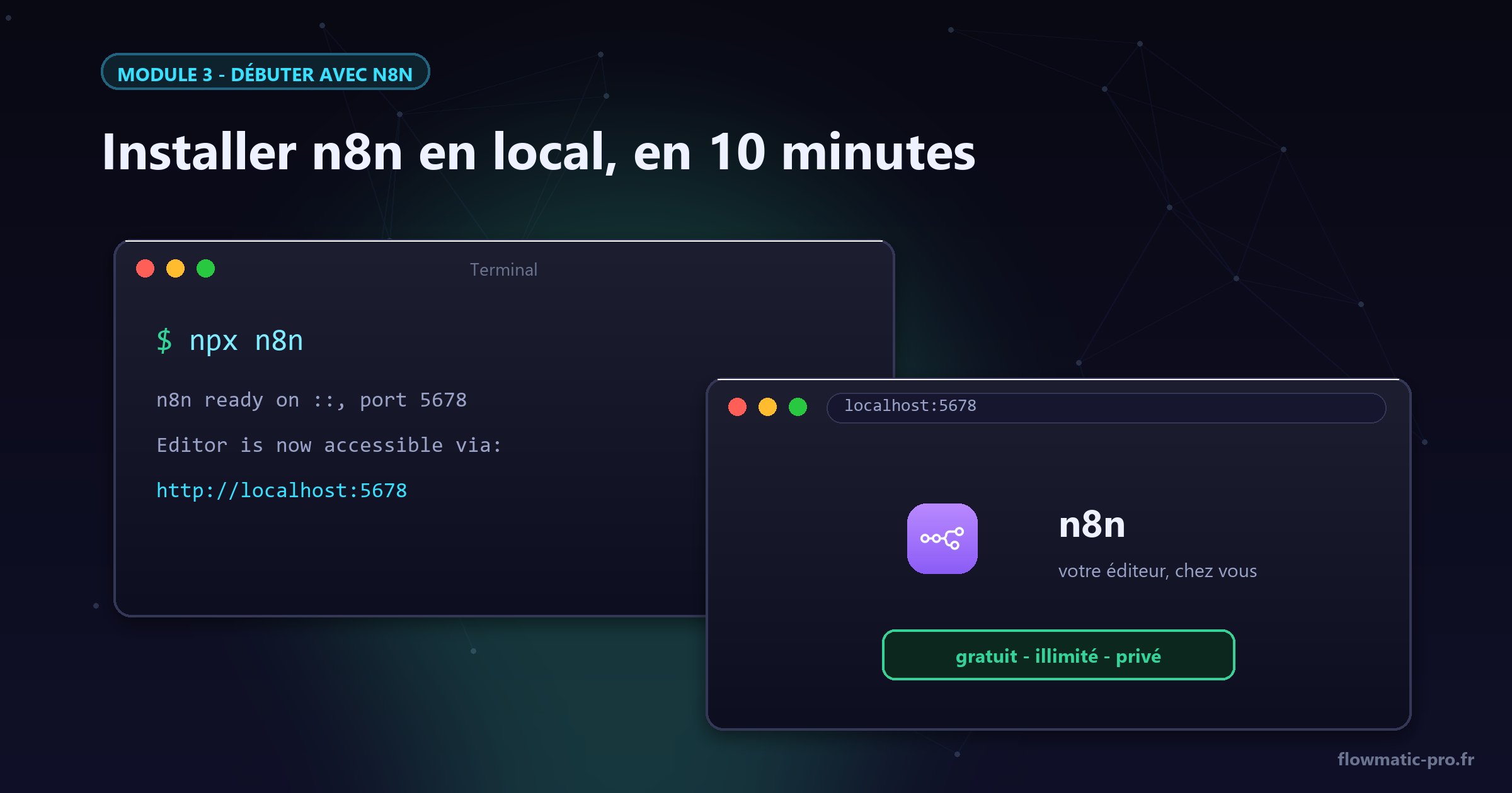 Du terminal à l'éditeur : n8n tourne chez vous en quelques minutes.