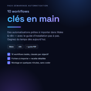 Pack Démarrage Automatisation — 10 workflows clés en main (Make & n8n)
